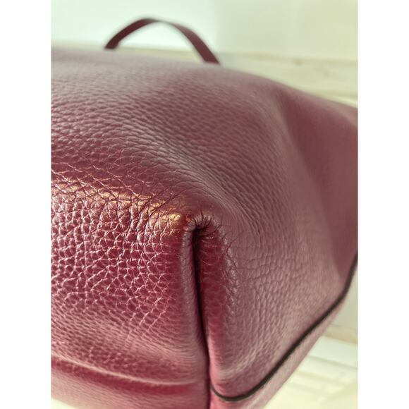 SALVATORE FERRAGAMO LARGE WINE PEBBLED LEATHER HANDBAG ASIS - Picture 10 of 16